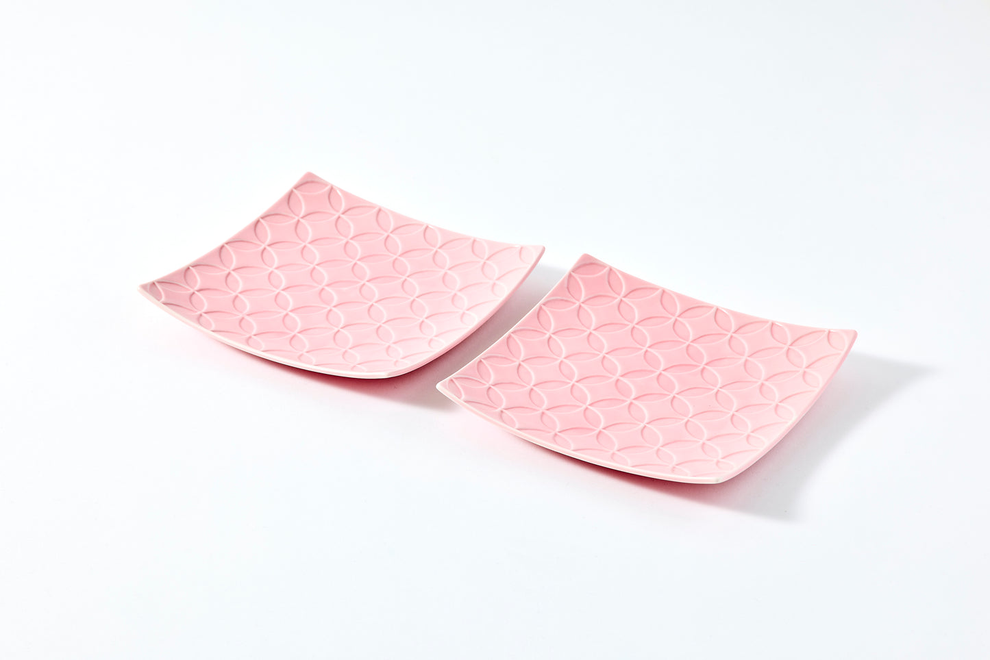 Set of 2 Seven Treasures Square Plates (S) - Pink