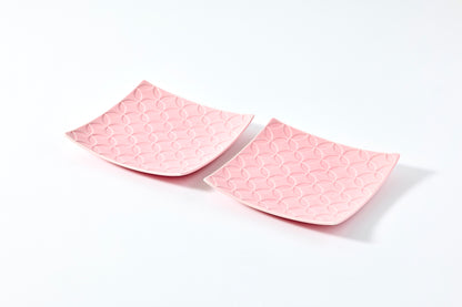 Set of 2 Seven Treasures Square Plates (S) - Pink