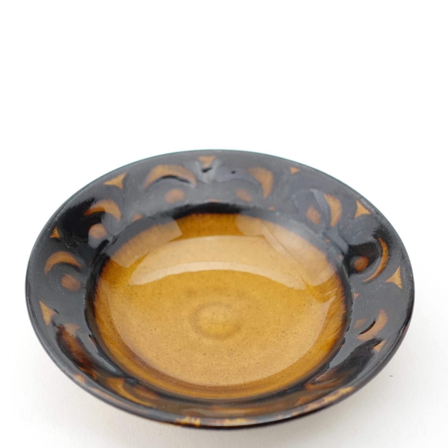 FD Circle Motif Amber Glaze Sencha Teacup & Saucer Hasami Porcelain