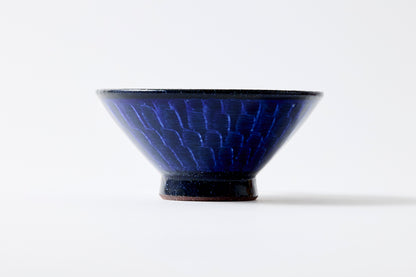 FD Blue Glaze Brush Stroke Rice Bowl Hasami Porcelain