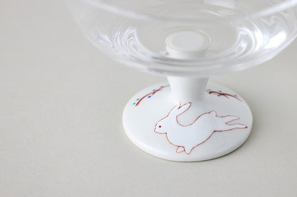 Dessert Glass Small (Plain) - Rabbit Motif Red