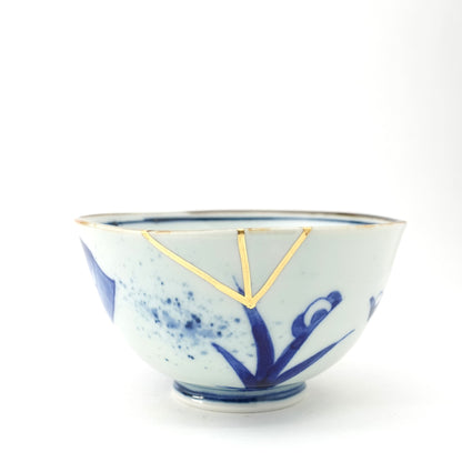 Gold Line Kosome Floral Garland Rice Bowl Imari Porcelain