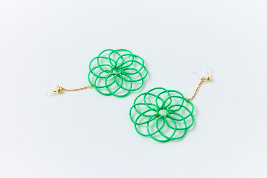 Hana Wind Chime | Non-Pierced Earrings (Resin) - Fresh Leaf Green
