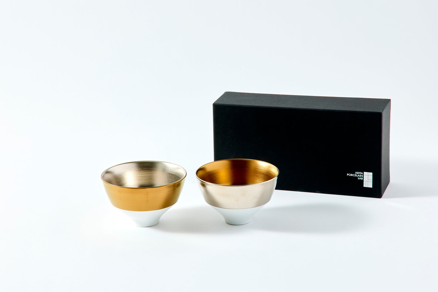 Set of 2 Tiered Rice Bowls - Gold/Platinum