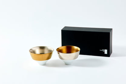 Set of 2 Tiered Rice Bowls - Gold/Platinum