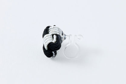 Ichimatsu | Non-Pierced Earrings (Resin) - Black & Silver