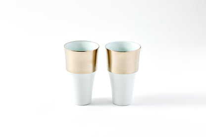 Set of 2 Stepped Free Cups 260ml - Platinum