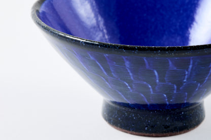 FD Blue Glaze Brush Stroke Rice Bowl Hasami Porcelain