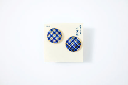 Hand-Painted  Round Tile Grid Earrings