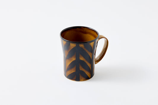 FD Arrow Feather Motif Amber Glaze Mug Hasami Porcelain