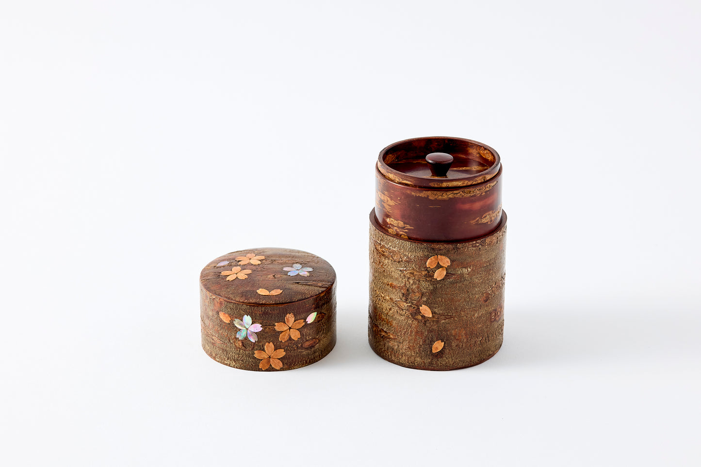 Tea Canister Full Cherry Bark Frosted (Medium-Long) – Shell-Inlaid Scattered Petals