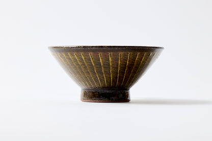 FD Amber Glaze Brush Stroke Rice Bowl Hasami Porcelain