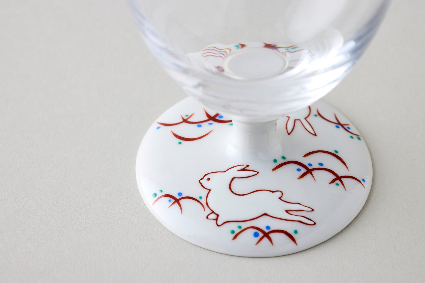 Free Glass Small (Plain) - Rabbit Motif Red