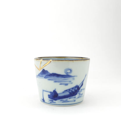 Gold Line Kosome Landscape Sobachoko Imari Porcelain