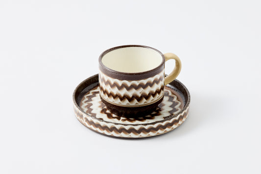 FD White Glaze Ripple Coffee Cup & Saucer Hasami Porcelain