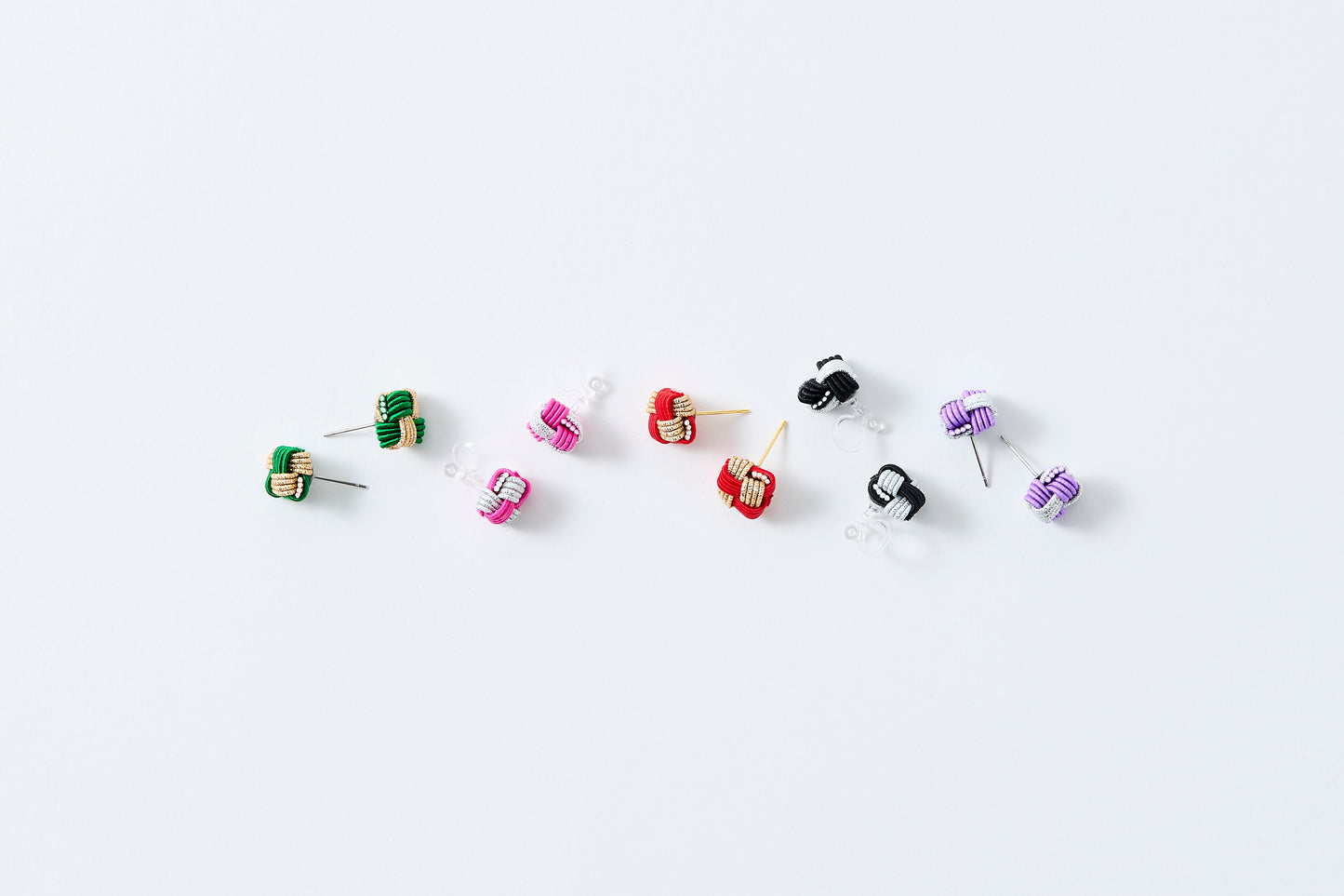 Ichimatsu | Pierced Earrings (Surgical Stainless Steel) - Green & Gold