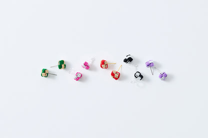 Ichimatsu | Pierced Earrings (Surgical Stainless Steel) - Green & Gold