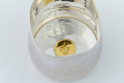 Pure Silver Bamboo-Style Sake Pitcher and Cup Set