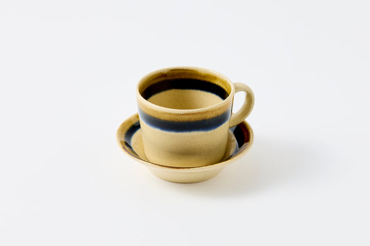 Two-Tone Wrapped Cup & Saucer Hasami Porcelain