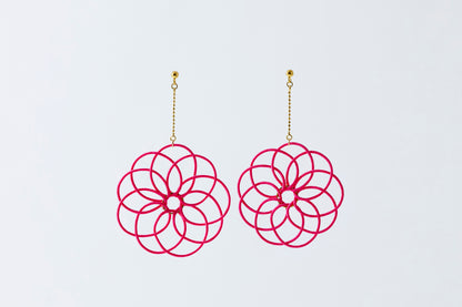 Hana Wind Chime | Non-Pierced Earrings (Resin) - Raspberry Red