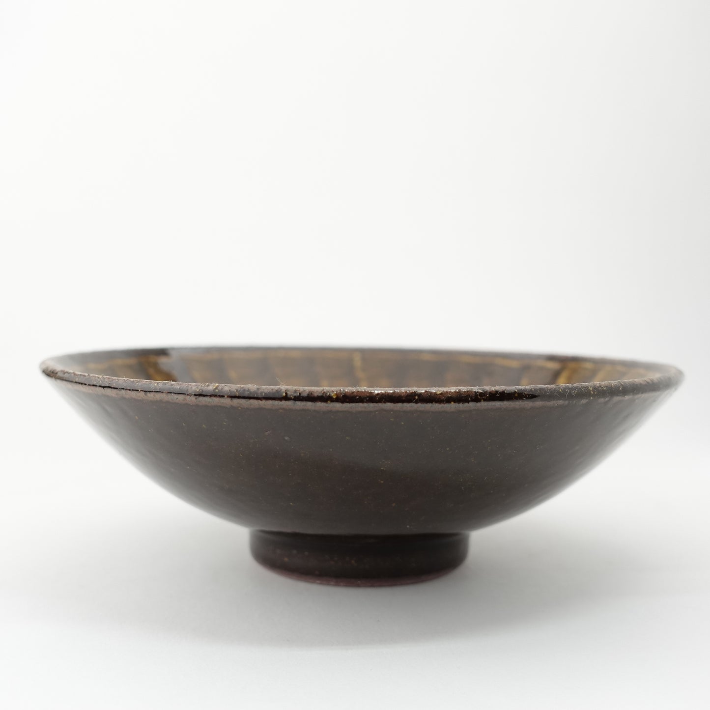 FD Amber Glaze Brush Stroke Mehagi 5.5-inch Flat Bowl Hasami Porcelain