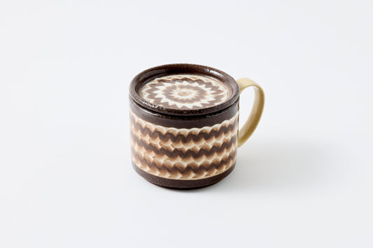 FD White Glaze Ripple Lidded Mug Hasami Porcelain