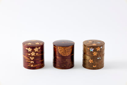 Tea Canister Full Cherry Bark Frosted (Flat) – Shell-Inlaid Scattered Petals