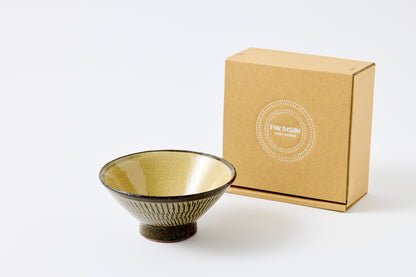 FD Yellow Glaze Tobikanna Rice Bowl Hasami Porcelain