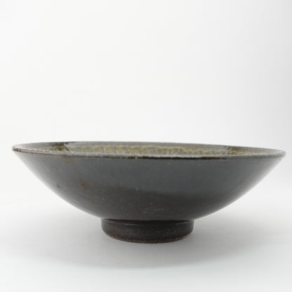 FD Green Glaze Bold Double Brush Stroke Mehagi 5.5-inch Flat Bowl Hasami Porcelain