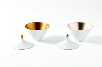 Small Bowl & Rice Bowl with Lid - Platinum Gold