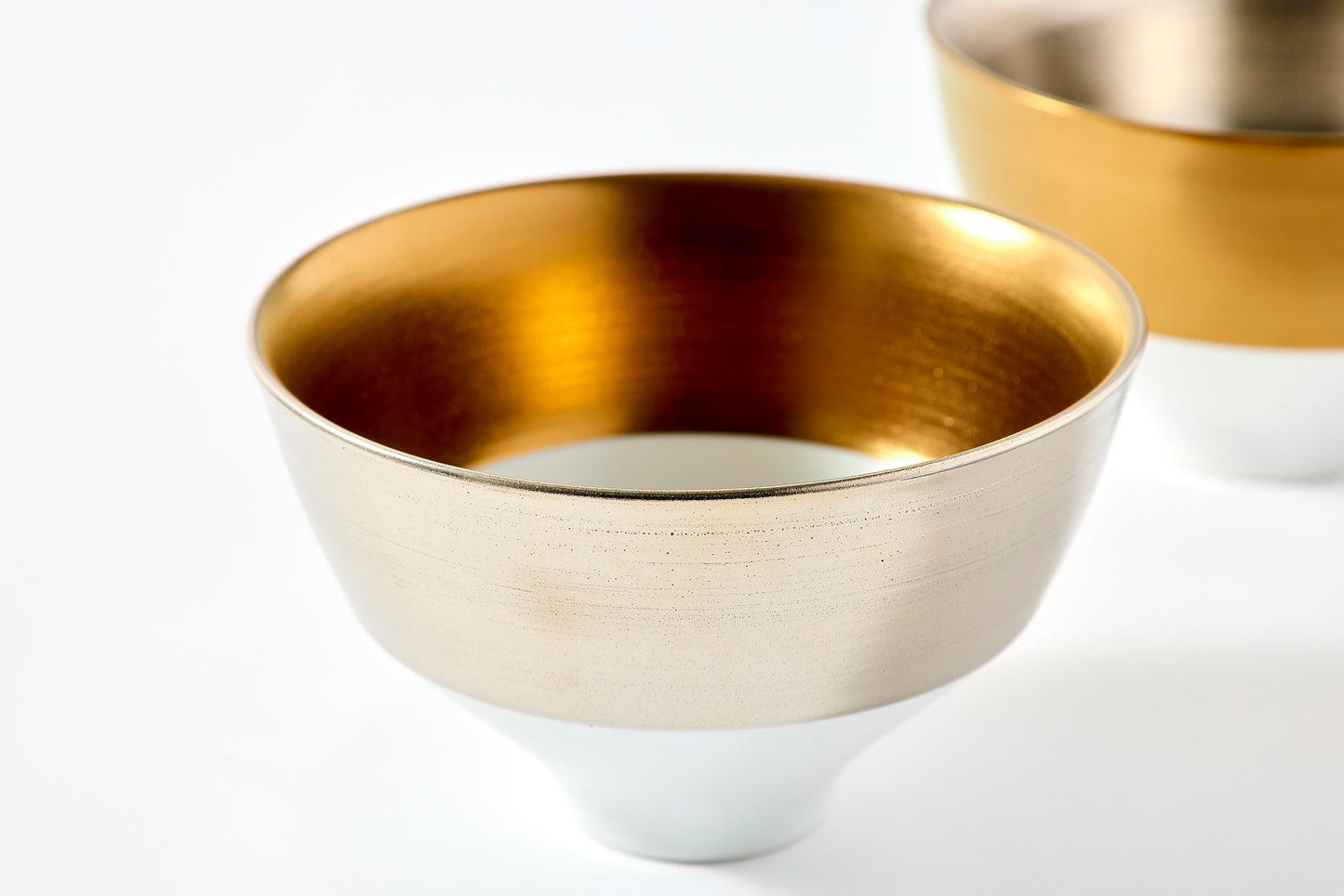 Set of 2 Tiered Rice Bowls - Gold/Platinum