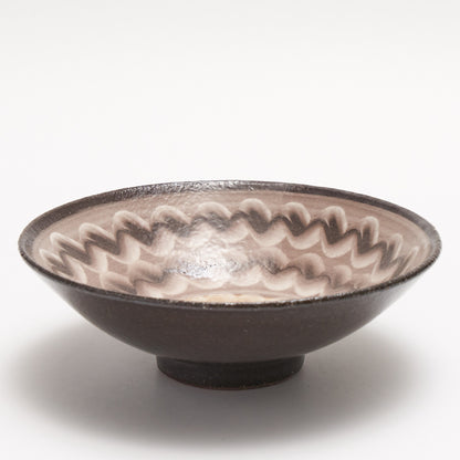 FD White Glaze Ripple Mehagi 5.5-inch Flat Bowl Hasami Porcelain