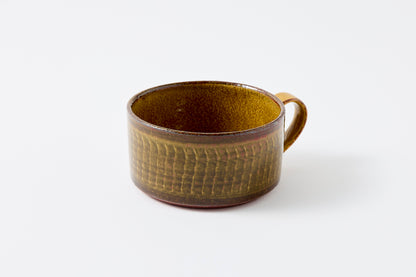 FD Amber Glaze Brush Stroke Soup Mug Hasami Porcelain
