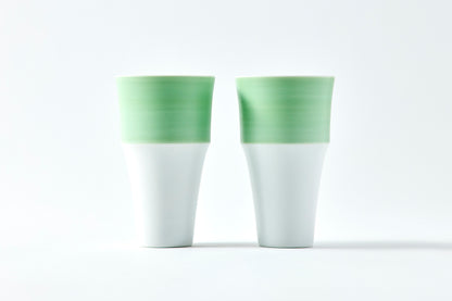 Set of 2 Stepped Free Cups 260ml - Pearl Green