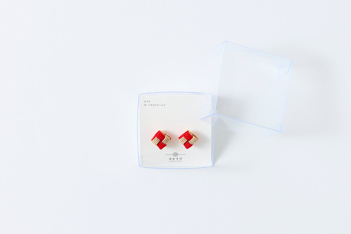 Ichimatsu | Pierced Earrings (Surgical Stainless Steel) - Red & Gold