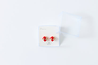 Ichimatsu | Pierced Earrings (Surgical Stainless Steel) - Red & Gold
