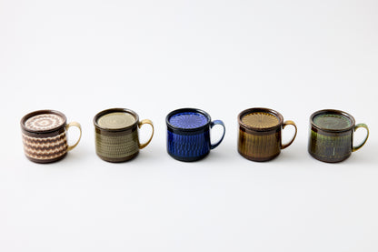 FD Blue Glaze Brush Stroke Lidded Mug Hasami Porcelain
