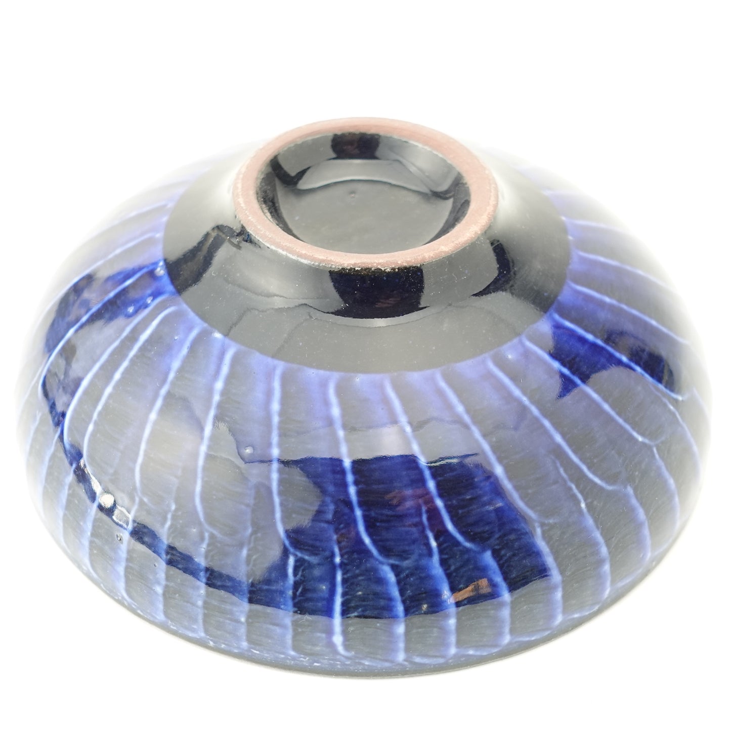 FD Blue Glaze Brush Round Flat Bowl Hasami Porcelain