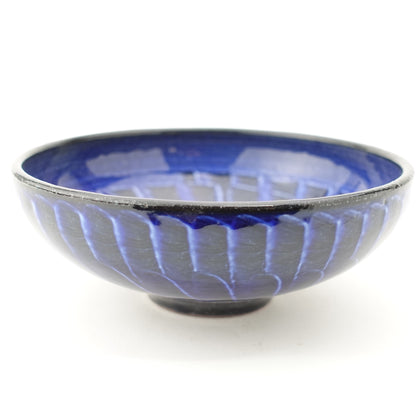 FD Blue Glaze Brush Round Flat Bowl Hasami Porcelain