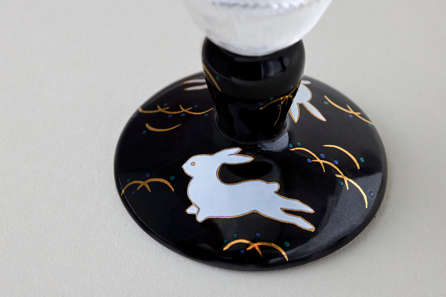 Beer Glass (Diagonal Cut) - Rabbit Motif Black