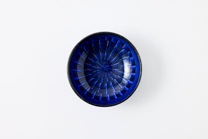 FD Blue Glaze Brush Round Flat Bowl Hasami Porcelain