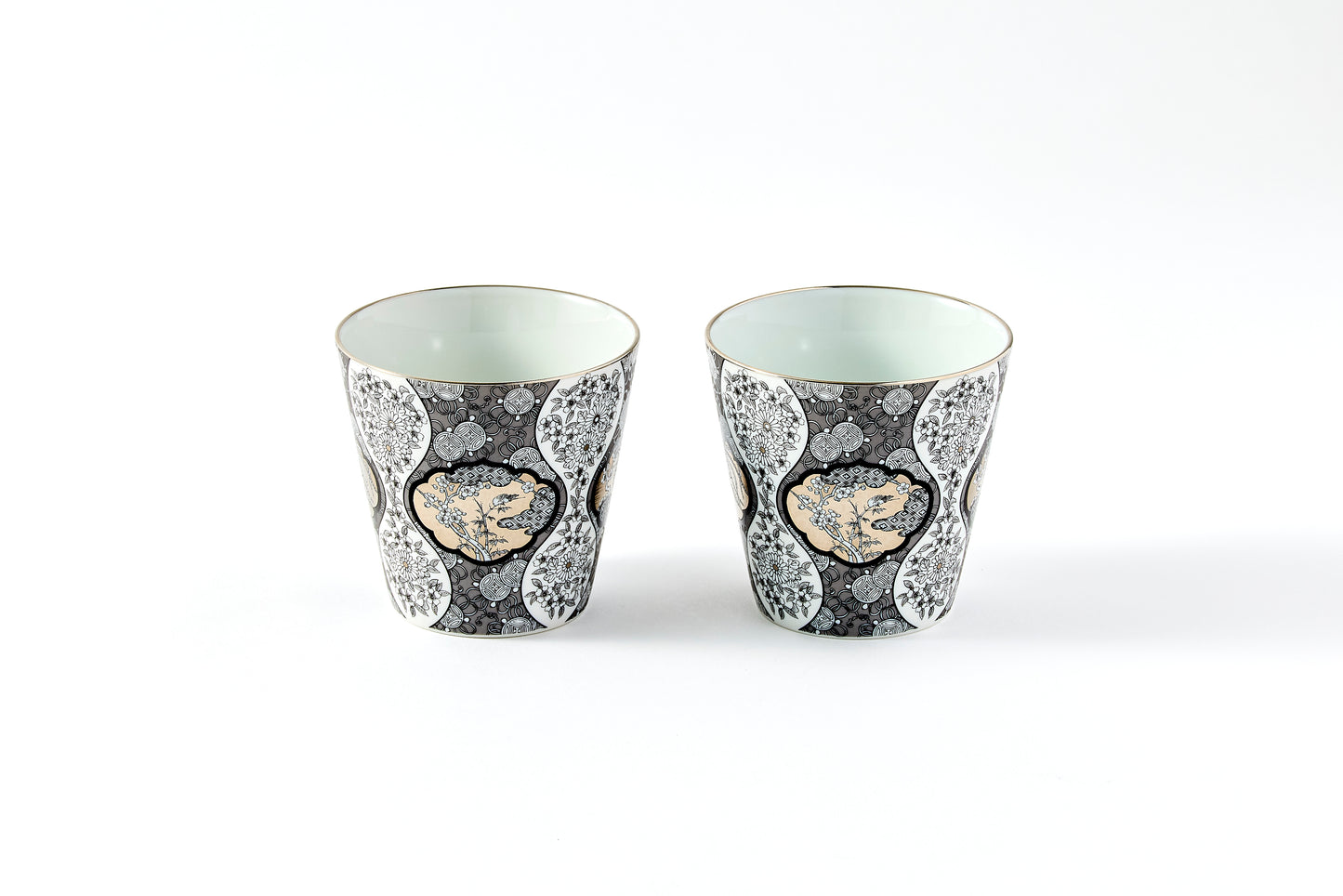 Set of 2 Rock Cups - JS Mokko Paulownia Motif 300ml