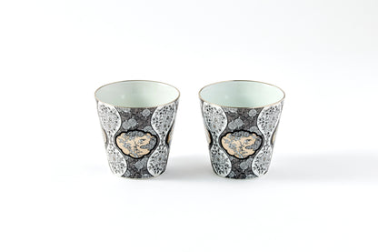 Set of 2 Rock Cups - JS Mokko Paulownia Motif 300ml