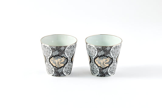 Set of 2 Rock Cups - JS Mokko Paulownia Motif 300ml
