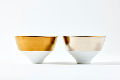 Set of 2 Tiered Rice Bowls - Gold/Platinum