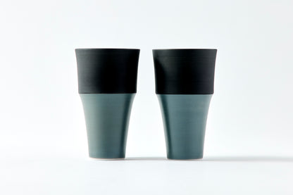 Set of 2 Stepped Free Cups 260ml - Black