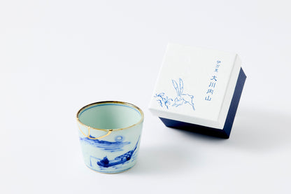 Gold Line Kosome Landscape Sobachoko Imari Porcelain