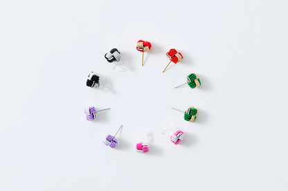 Ichimatsu | Non-Pierced Earrings (Resin) - Rhododendron & Silver