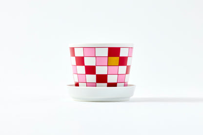 Soba Choko & Condiment Plate Set - JA Checkered Wine Red