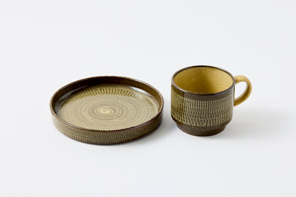 FD Yellow Glaze Tobikanna Coffee Cup & Saucer Hasami Porcelain